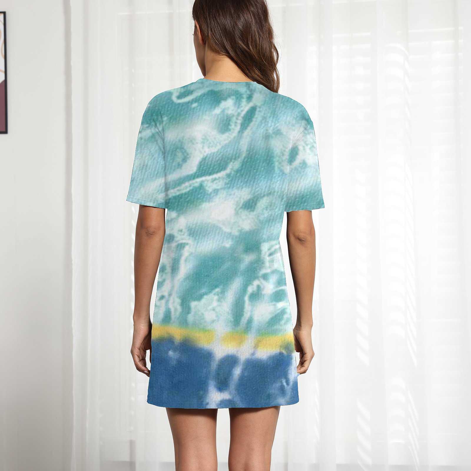 Summer Beach Dresses and Tunics Spray Leaves Print Short Sleeve Mini Dress Sexy O Neck Ladies Sundress Vestido Feminino Outfits Summer Beach Dresses and Tunics Spray Leaves Print Short Sleeve Mini Dress Sexy O Neck Ladies Sundress Vestido Feminino Outfits