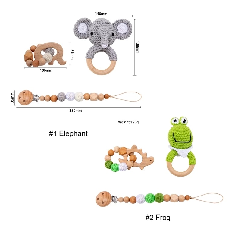 1set Baby Rattle Wooden Crochet Elephant Bells Music Teething Bracelet Pacifier Dummy Clips Gym Play Rodent Baby Products Toy 1set Baby Rattle Wooden Crochet Elephant Bells Music Teething Bracelet Pacifier Dummy Clips Gym Play Rodent Baby Products Toy