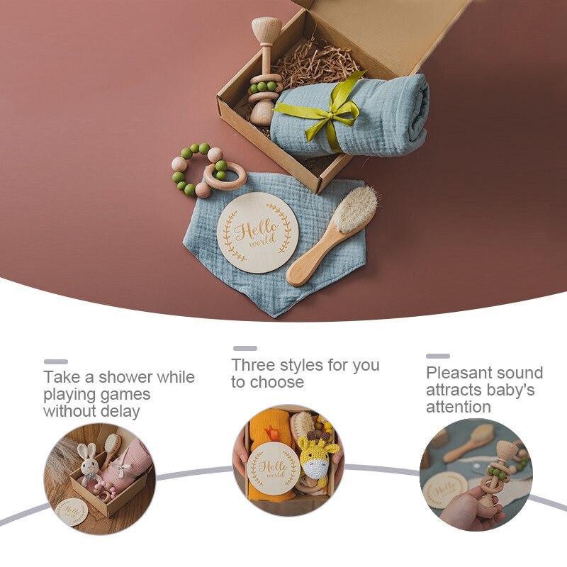 1Set Baby Bath Toy Set Baby Bath Towel Wooden Rattle Bracelet Crochet Rattles Toys Infant Bath Products Newborn Bed Bell 1Set Baby Bath Toy Set Baby Bath Towel Wooden Rattle Bracelet Crochet Rattles Toys Infant Bath Products Newborn Bed Bell