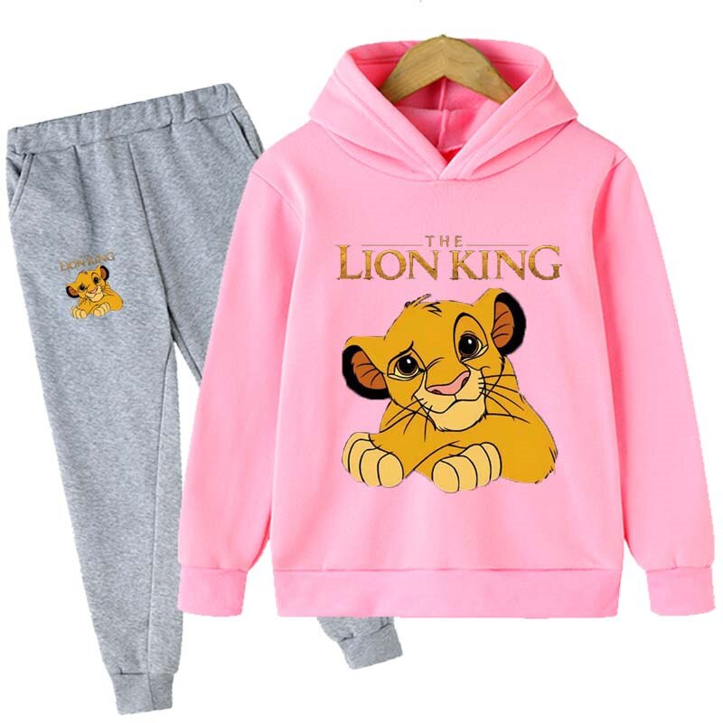 Children Fashion Lion King Simba Hoodies Baby Boys Girls Clothing Sports Sweatshirt 2pcs Sets Cotton Costume Kids Tracksuits