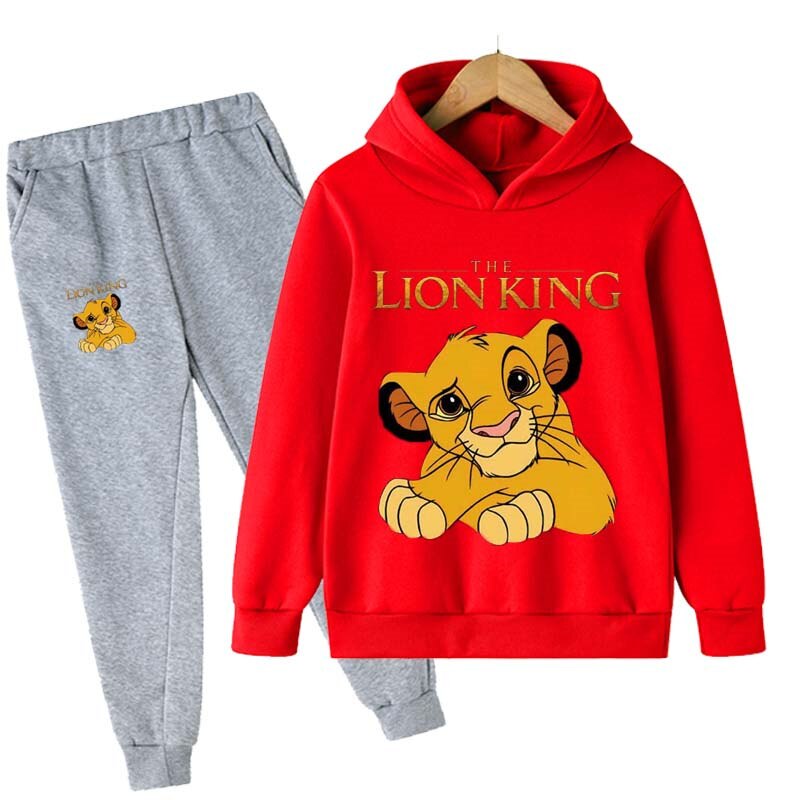 Children Fashion Lion King Simba Hoodies Baby Boys Girls Clothing Sports Sweatshirt 2pcs Sets Cotton Costume Kids Tracksuits