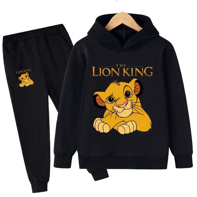 Children Fashion Lion King Simba Hoodies Baby Boys Girls Clothing Sports Sweatshirt 2pcs Sets Cotton Costume Kids Tracksuits