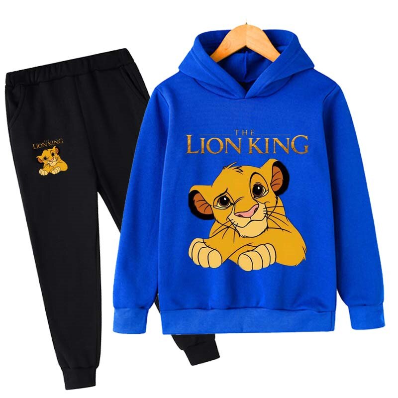 Children Fashion Lion King Simba Hoodies Baby Boys Girls Clothing Sports Sweatshirt 2pcs Sets Cotton Costume Kids Tracksuits