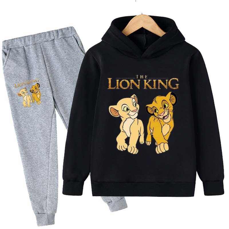 Children Fashion Lion King Simba Hoodies Baby Boys Girls Clothing Sports Sweatshirt 2pcs Sets Cotton Costume Kids Tracksuits