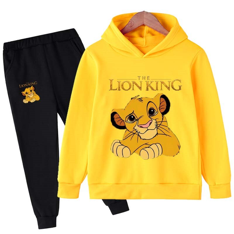 Children Fashion Lion King Simba Hoodies Baby Boys Girls Clothing Sports Sweatshirt 2pcs Sets Cotton Costume Kids Tracksuits