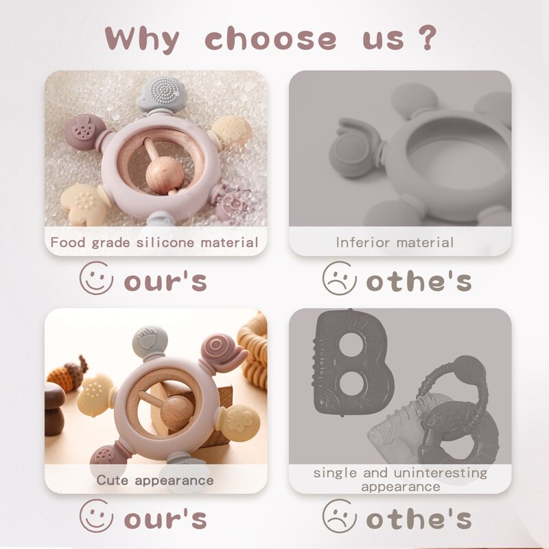 Let's Make 1PC Silicone Teether Baby Rudder Shape Wooden Teether Ring Kid Gift BPA Free Silicone Children Goods Kid Teething Toy Let's Make 1PC Silicone Teether Baby Rudder Shape Wooden Teether Ring Kid Gift BPA Free Silicone Children Goods Kid Teething Toy