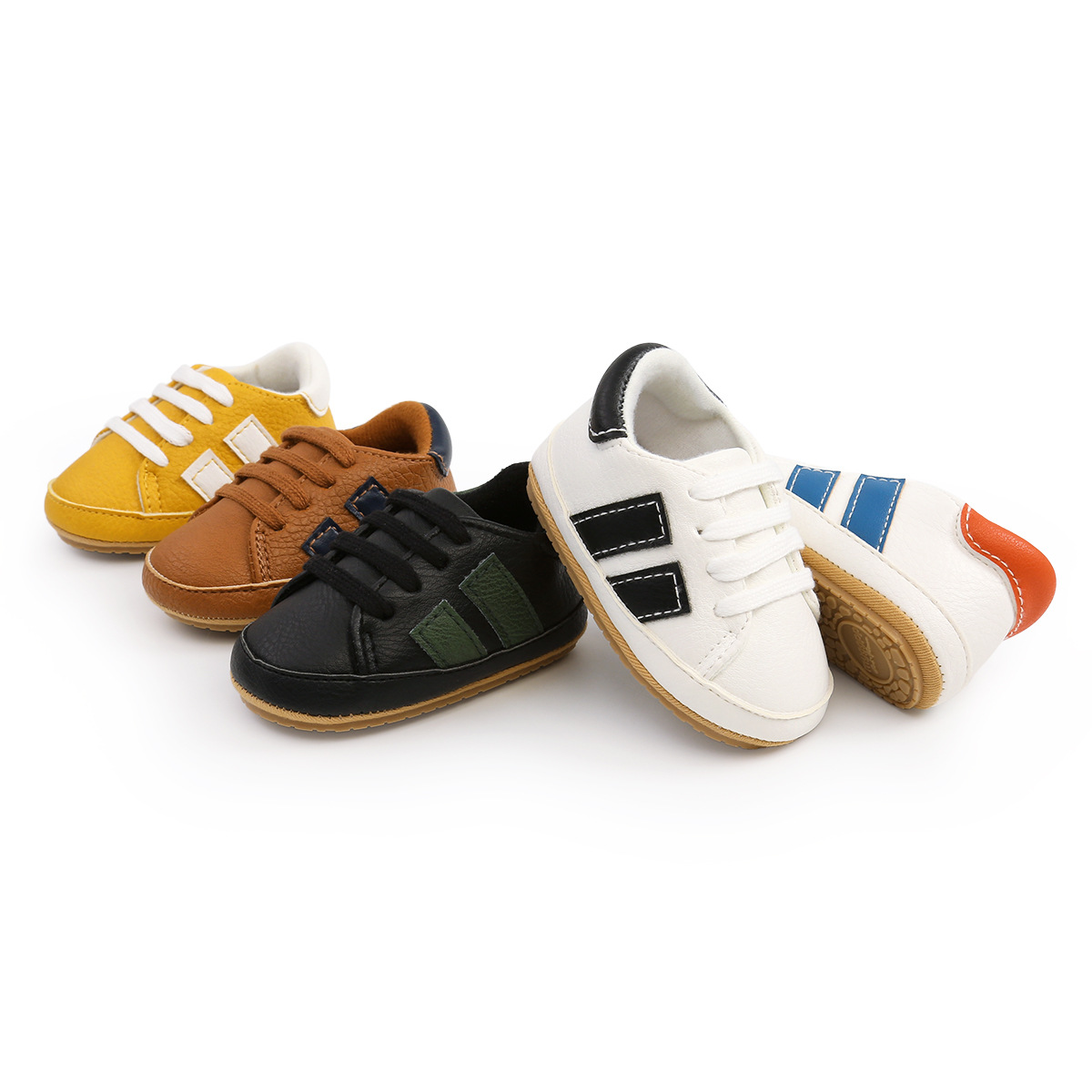Newborn Baby Shoes Classic Stripe Leather Boy Girl Shoes Multicolor Toddler Rubber Sole Anti-slip First Walkers Infant Moccasins Newborn Baby Shoes Classic Stripe Leather Boy Girl Shoes Multicolor Toddler Rubber Sole Anti-slip First Walkers Infant Moccasins