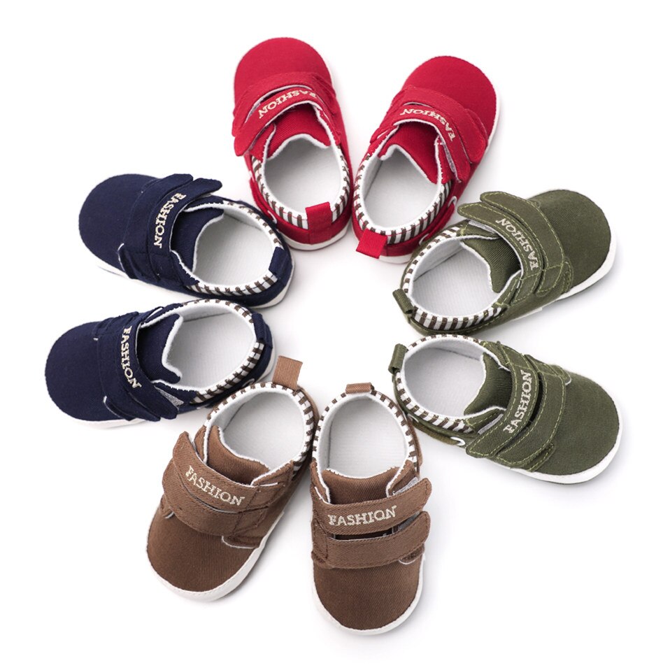Infant Babies Boys Girls Shoes Soft Sole Canvas Solid Footwear For Newborns Toddler Crib Moccasins Letter Print Anti-Slip Shoes