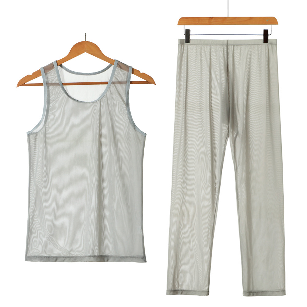 Men Undershirt Sets Sexy Mesh Fishnet Transparent Tank Tops Pants Shorts Underwear Sleepwear Tracksuit Breathable Sportwear Suit Men Undershirt Sets Sexy Mesh Fishnet Transparent Tank Tops Pants Shorts Underwear Sleepwear Tracksuit Breathable Sportwear Suit