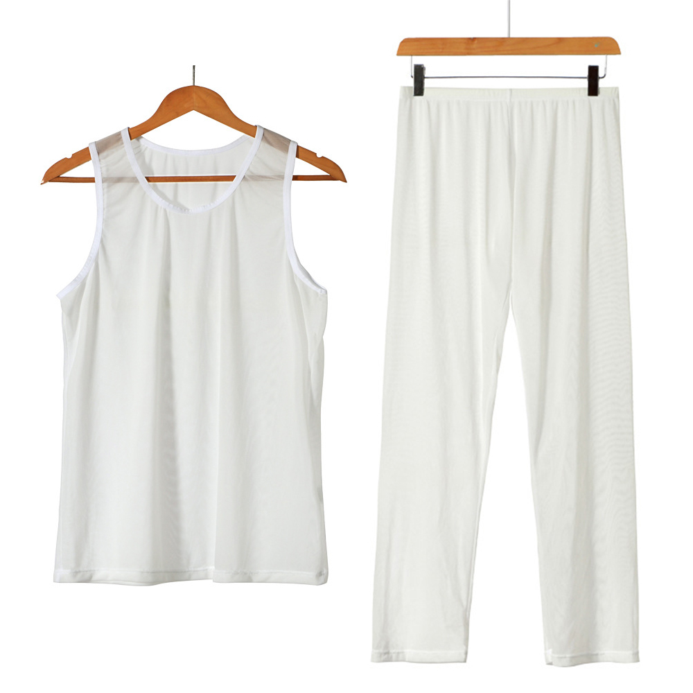 Men Undershirt Sets Sexy Mesh Fishnet Transparent Tank Tops Pants Shorts Underwear Sleepwear Tracksuit Breathable Sportwear Suit Men Undershirt Sets Sexy Mesh Fishnet Transparent Tank Tops Pants Shorts Underwear Sleepwear Tracksuit Breathable Sportwear Suit