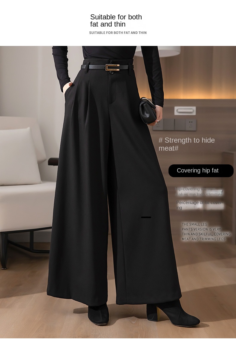 Women Wide Leg Baggy Thicken Warm Trousers For Autumn Winter 2022 New High Waist Pants Skirt Plus Size Culottes With Belt S 3XL