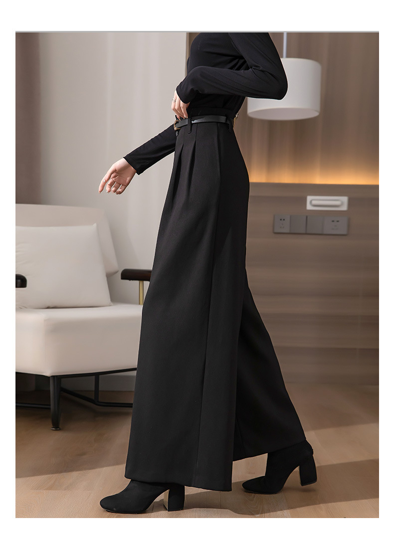 Women Wide Leg Baggy Thicken Warm Trousers For Autumn Winter 2022 New High Waist Pants Skirt Plus Size Culottes With Belt S 3XL