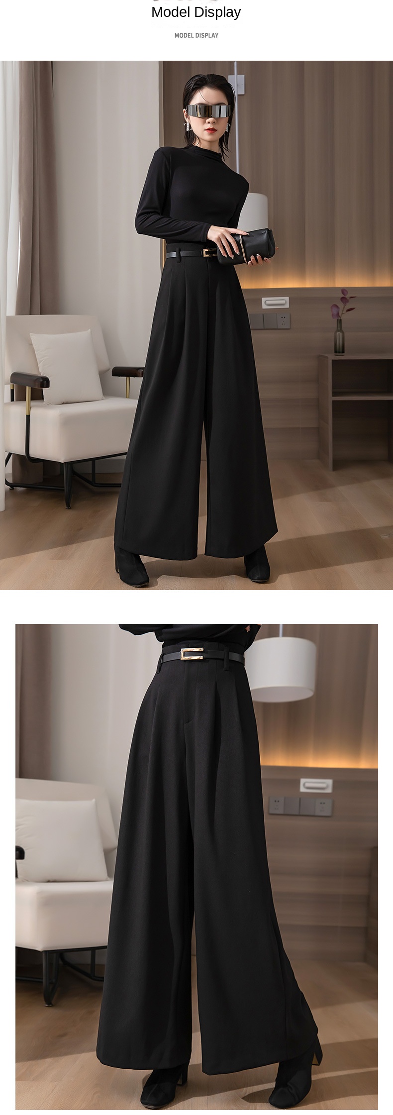Women Wide Leg Baggy Thicken Warm Trousers For Autumn Winter 2022 New High Waist Pants Skirt Plus Size Culottes With Belt S 3XL