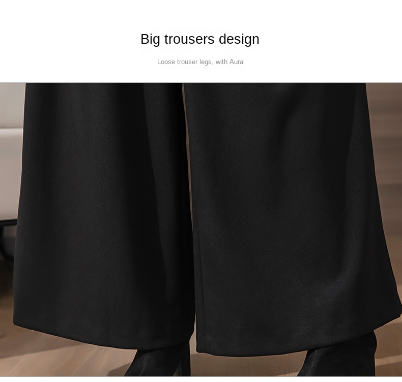 Women Wide Leg Baggy Thicken Warm Trousers For Autumn Winter 2022 New High Waist Pants Skirt Plus Size Culottes With Belt S 3XL