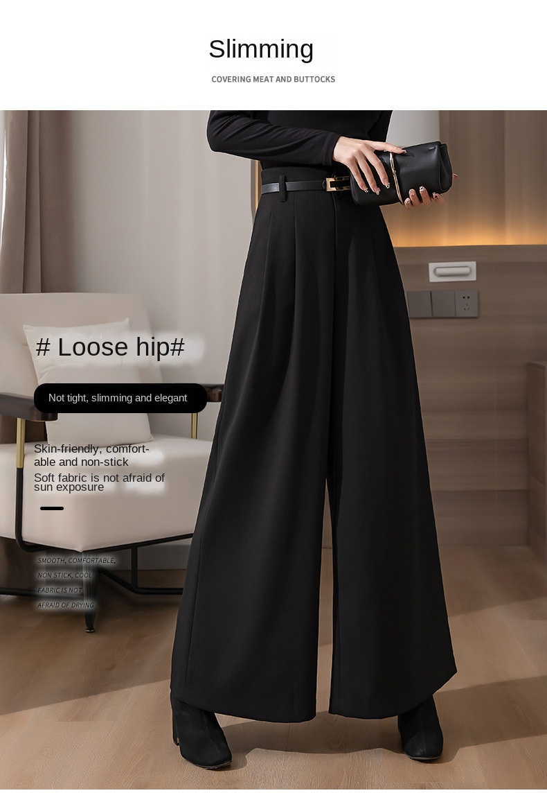 Women Wide Leg Baggy Thicken Warm Trousers For Autumn Winter 2022 New High Waist Pants Skirt Plus Size Culottes With Belt S 3XL