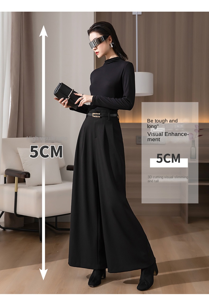 Women Wide Leg Baggy Thicken Warm Trousers For Autumn Winter 2022 New High Waist Pants Skirt Plus Size Culottes With Belt S 3XL