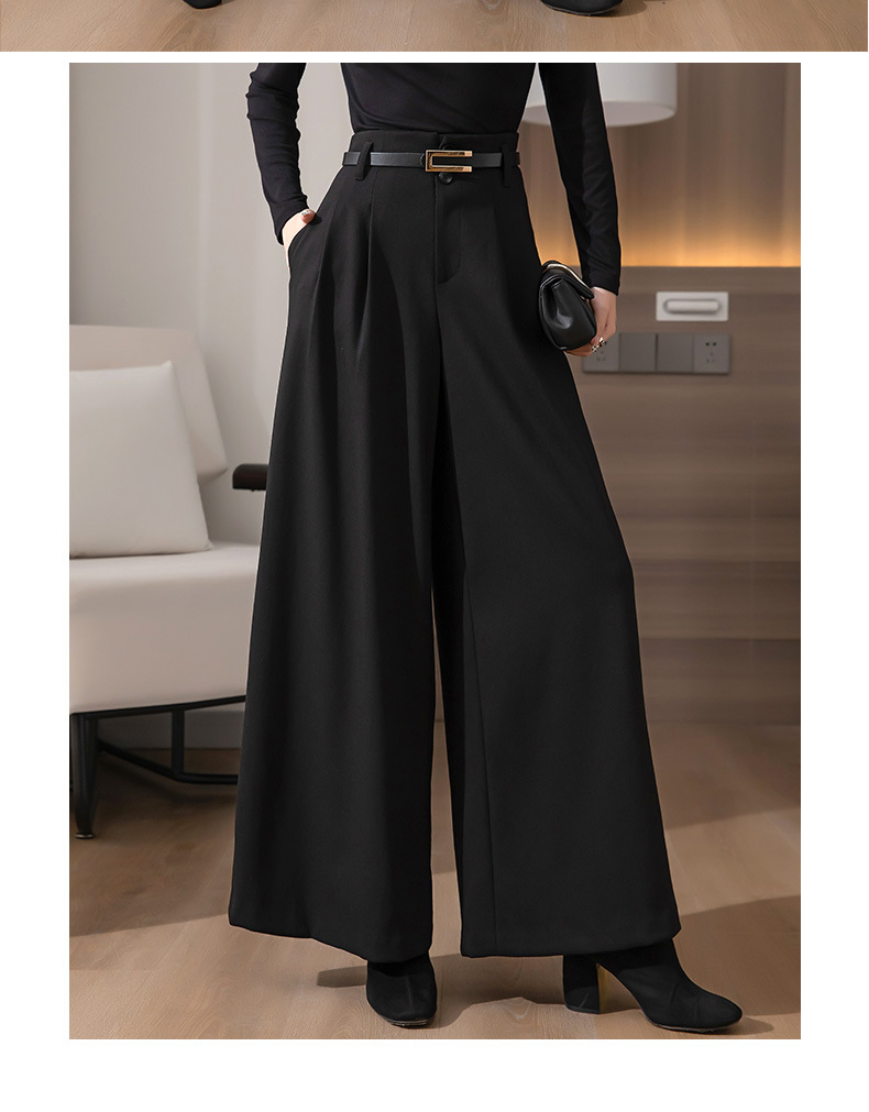 Women Wide Leg Baggy Thicken Warm Trousers For Autumn Winter 2022 New High Waist Pants Skirt Plus Size Culottes With Belt S 3XL