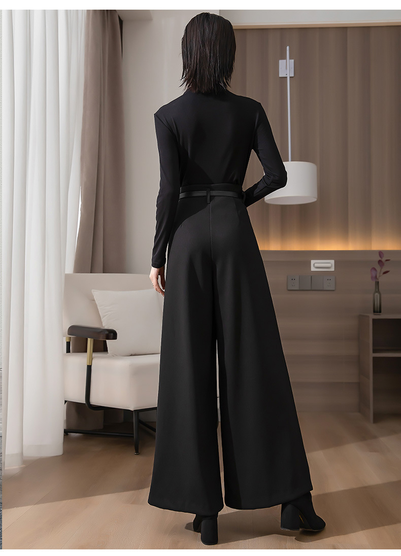 Women Wide Leg Baggy Thicken Warm Trousers For Autumn Winter 2022 New High Waist Pants Skirt Plus Size Culottes With Belt S 3XL