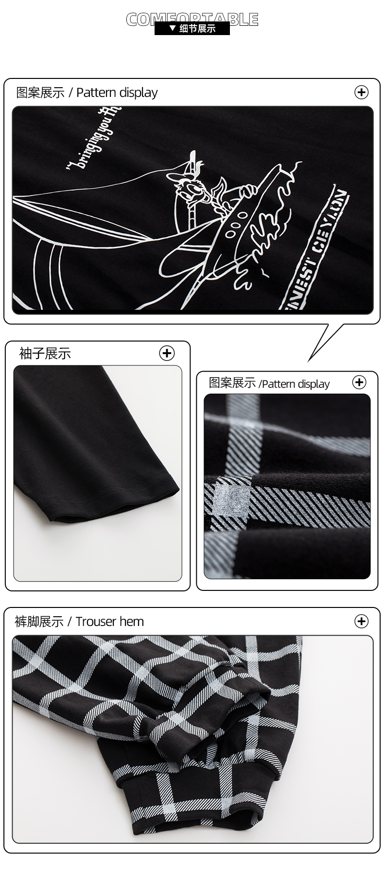 Spring Autumn Knitted Cotton Elegant Women Floral Pajama Sets Sleepwear Casul Lounge Set Plaid Pants Pajamas Womens Home Fashion