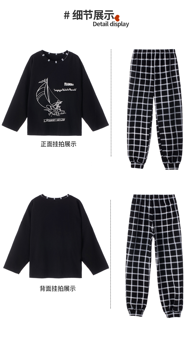 Spring Autumn Knitted Cotton Elegant Women Floral Pajama Sets Sleepwear Casul Lounge Set Plaid Pants Pajamas Womens Home Fashion