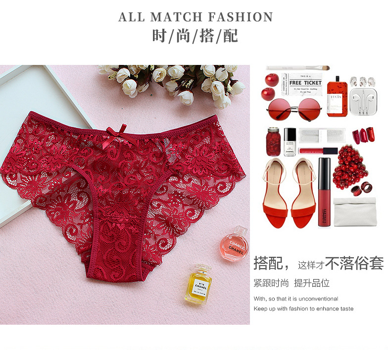 Women panties Luxury Lace side large women's underwear Europe and America narrow crotch low waist briefs European size