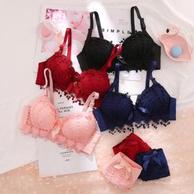 Beautiful Breathable Bra Set Women's Soft Underwear Set Comfortable Brassiere Gather Bralette Wireless Intimates Lingerie Suit