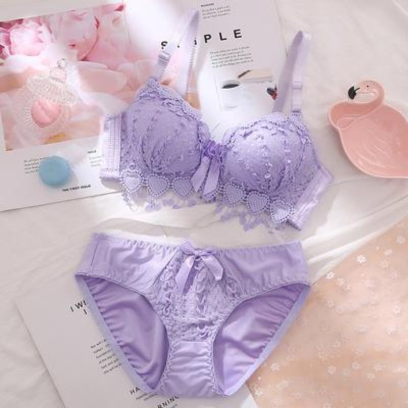 Beautiful Breathable Bra Set Women's Soft Underwear Set Comfortable Brassiere Gather Bralette Wireless Intimates Lingerie Suit