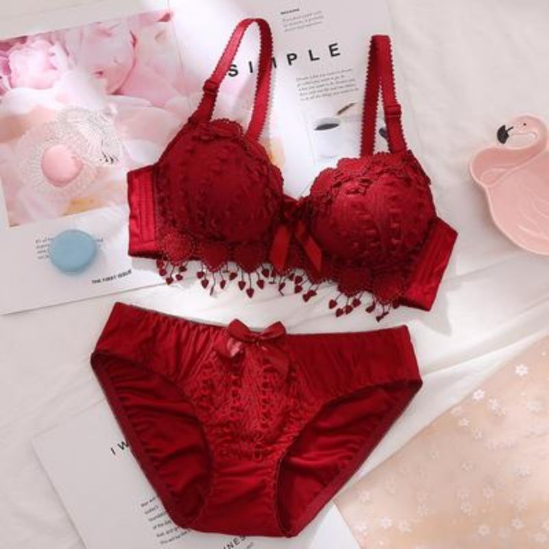 Beautiful Breathable Bra Set Women's Soft Underwear Set Comfortable Brassiere Gather Bralette Wireless Intimates Lingerie Suit