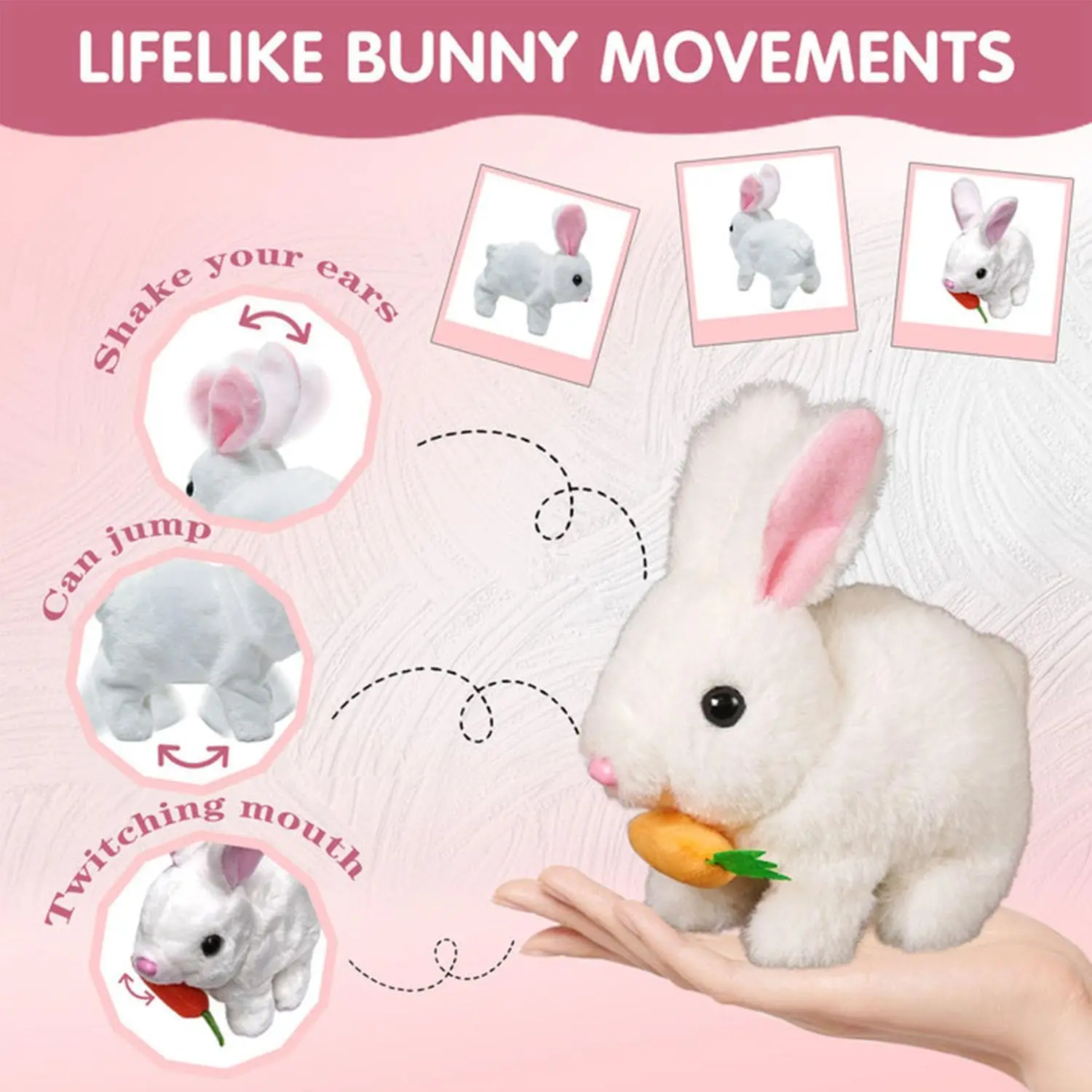 Bunby - Easter My Realistic Bunny Toy, Interactive Bunny Realistic Bunny - Jumping, Twitching, and Shaking Ears, Bunny Realistic