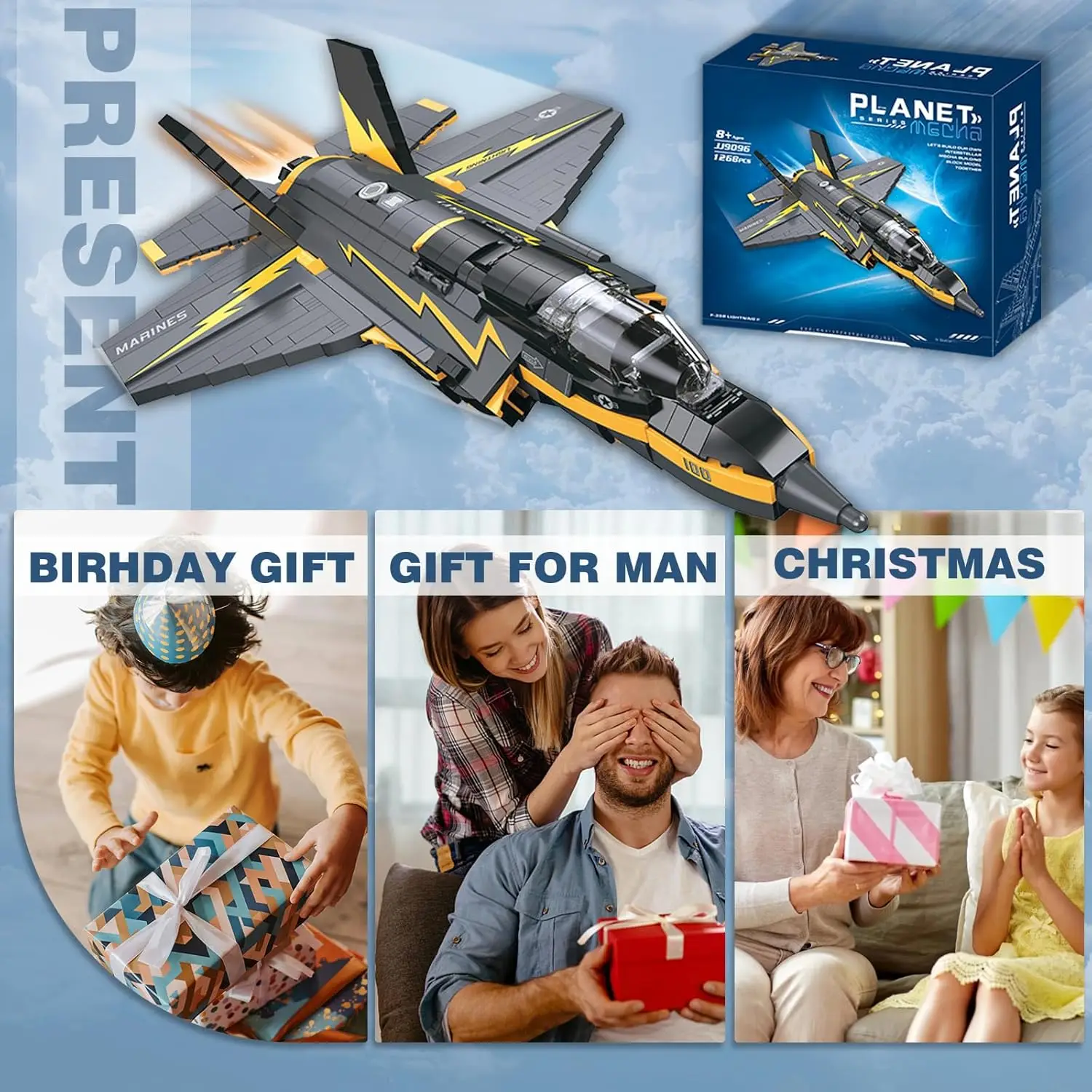 1268PCS F35 Lightning II Fighter Jet Building Blocks Military Airplane Model Desktop Decoration DIY Toy Gift for Kids Adults 1268PCS F35 Lightning II Fighter Jet Building Blocks Military Airplane Model Desktop Decoration DIY Toy Gift for Kids Adults