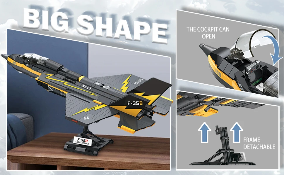 1268PCS F35 Lightning II Fighter Jet Building Blocks Military Airplane Model Desktop Decoration DIY Toy Gift for Kids Adults 1268PCS F35 Lightning II Fighter Jet Building Blocks Military Airplane Model Desktop Decoration DIY Toy Gift for Kids Adults