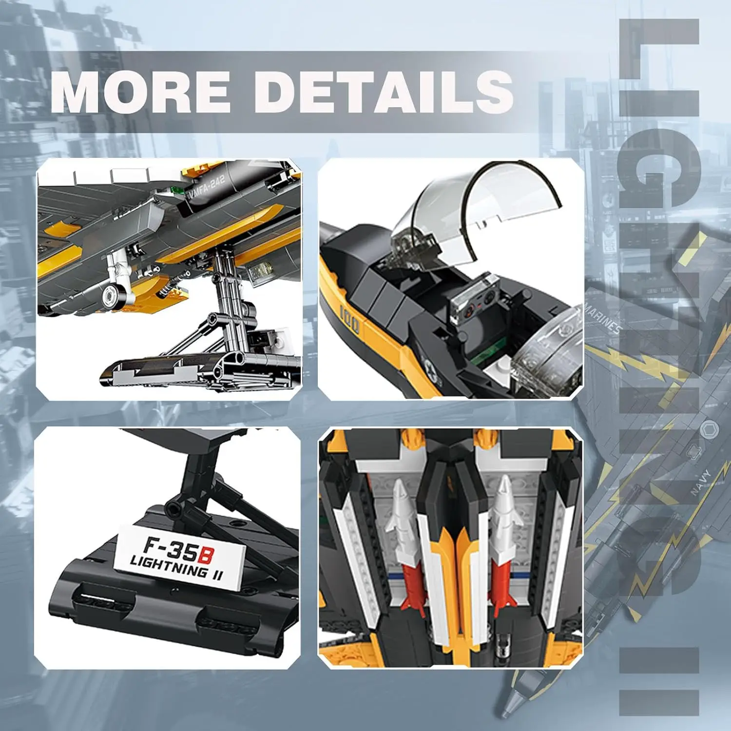 1268PCS F35 Lightning II Fighter Jet Building Blocks Military Airplane Model Desktop Decoration DIY Toy Gift for Kids Adults 1268PCS F35 Lightning II Fighter Jet Building Blocks Military Airplane Model Desktop Decoration DIY Toy Gift for Kids Adults