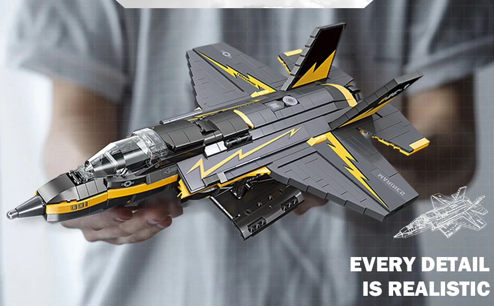 1268PCS F35 Lightning II Fighter Jet Building Blocks Military Airplane Model Desktop Decoration DIY Toy Gift for Kids Adults 1268PCS F35 Lightning II Fighter Jet Building Blocks Military Airplane Model Desktop Decoration DIY Toy Gift for Kids Adults