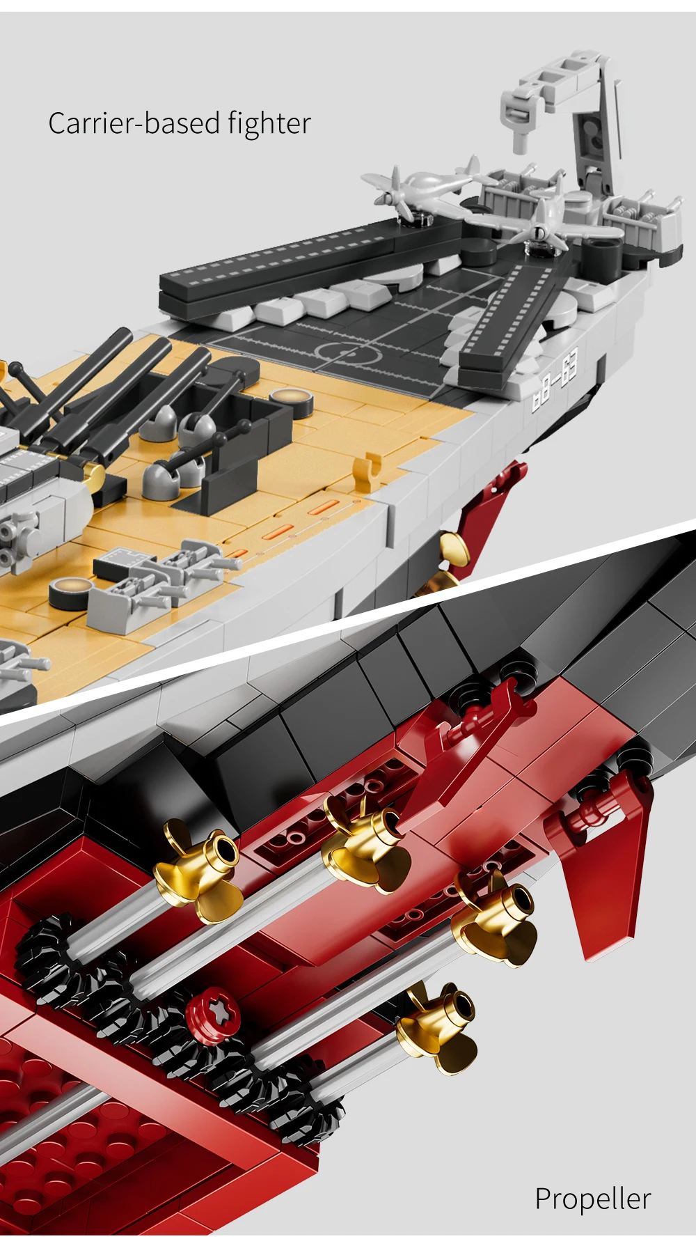 2228PCS USS Missouri battleship building block kit, large battleship model building block kit, adult warship collection, enthusi