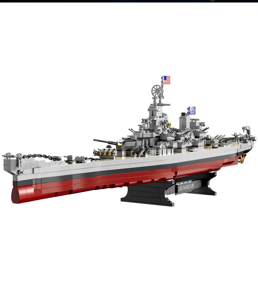 2228PCS USS Missouri battleship building block kit, large battleship model building block kit, adult warship collection, enthusi