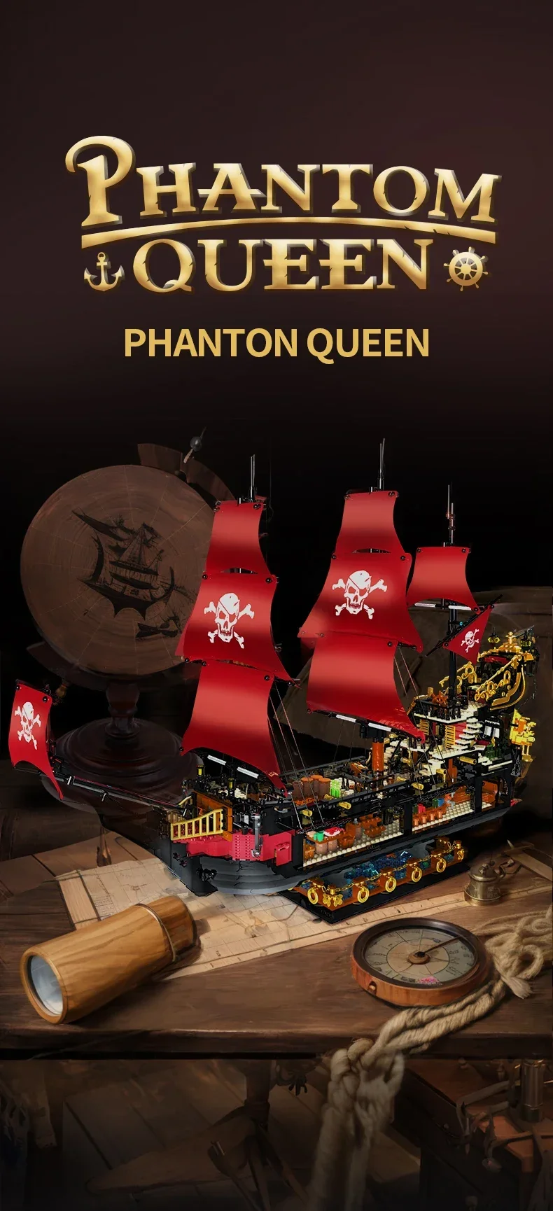 3399PCS Phantom Queen Pirate Ship Building Blocks Classic Sailboat Model Bricks With Light Mini Doll Kids DIY Toy Holiday Gift 3399PCS Phantom Queen Pirate Ship Building Blocks Classic Sailboat Model Bricks With Light Mini Doll Kids DIY Toy Holiday Gift