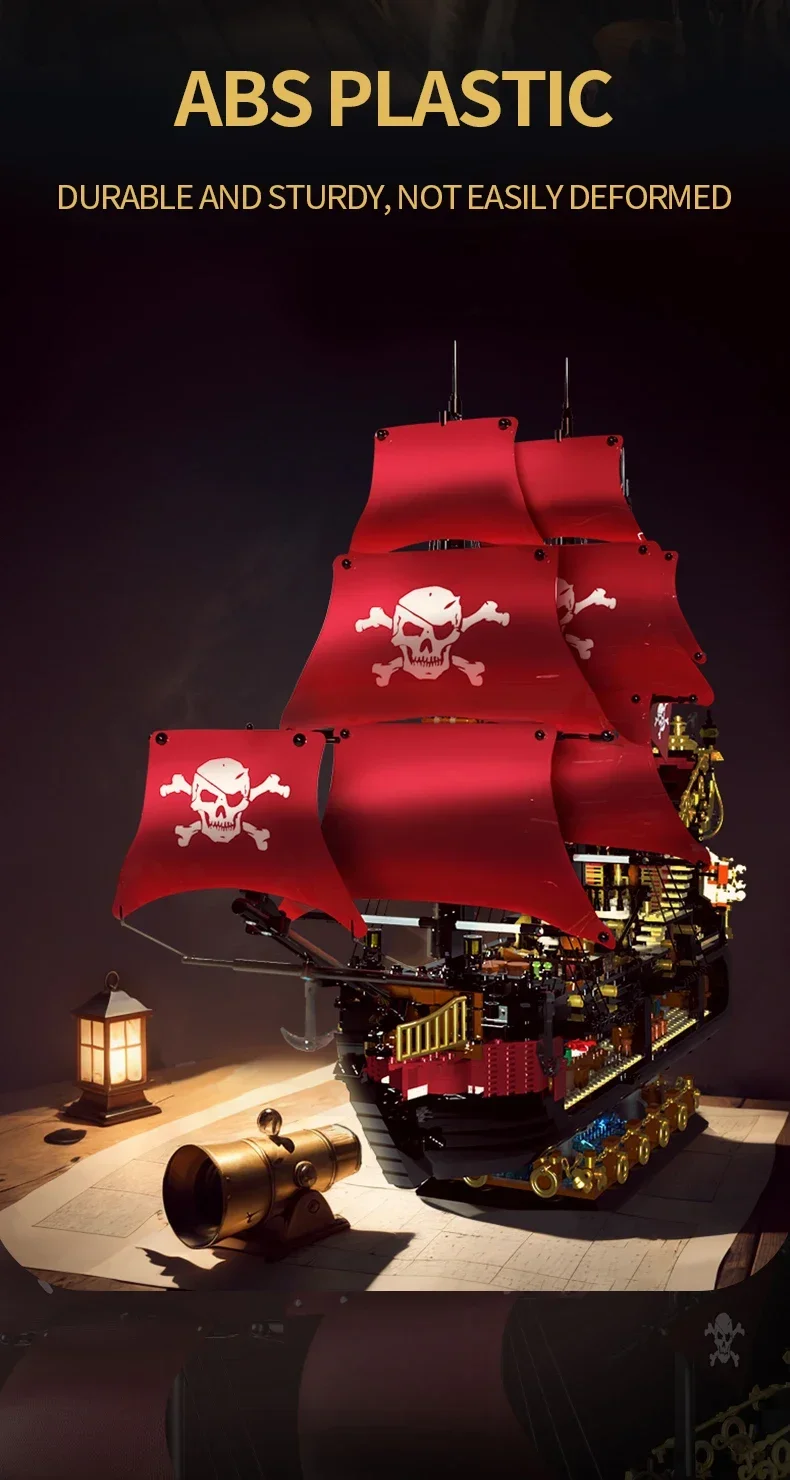 3399PCS Phantom Queen Pirate Ship Building Blocks Classic Sailboat Model Bricks With Light Mini Doll Kids DIY Toy Holiday Gift 3399PCS Phantom Queen Pirate Ship Building Blocks Classic Sailboat Model Bricks With Light Mini Doll Kids DIY Toy Holiday Gift