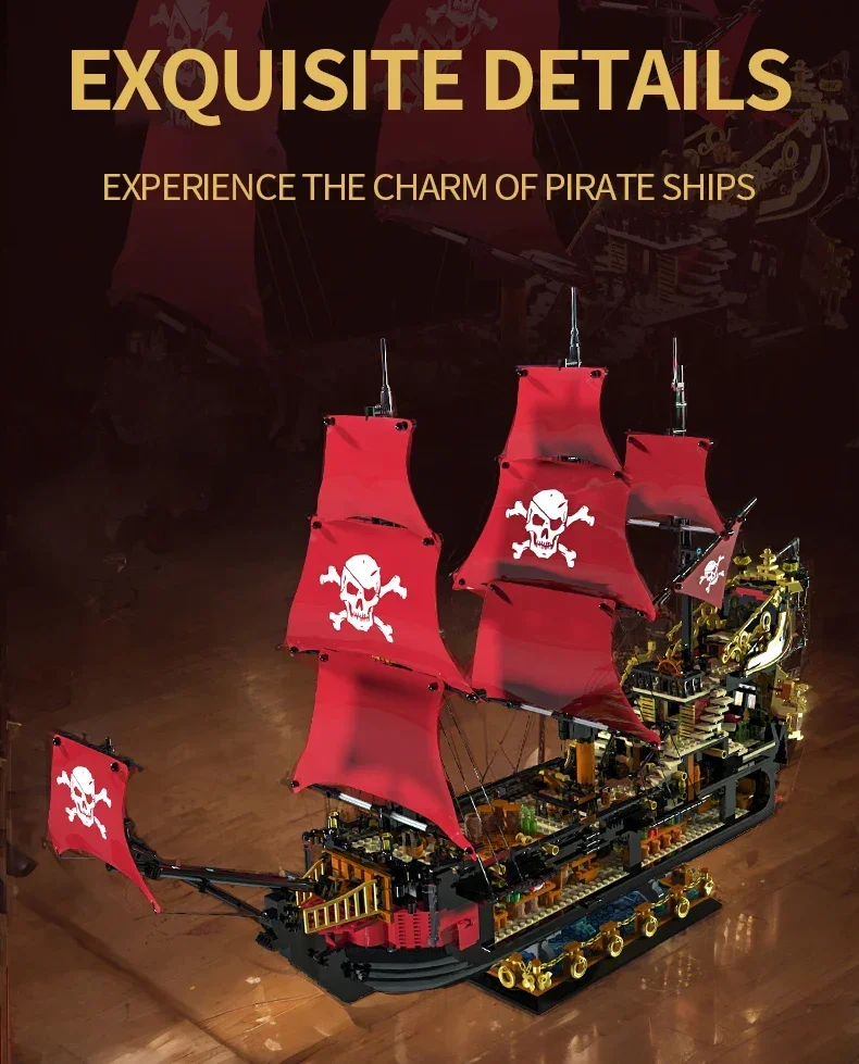 3399PCS Phantom Queen Pirate Ship Building Blocks Classic Sailboat Model Bricks With Light Mini Doll Kids DIY Toy Holiday Gift 3399PCS Phantom Queen Pirate Ship Building Blocks Classic Sailboat Model Bricks With Light Mini Doll Kids DIY Toy Holiday Gift