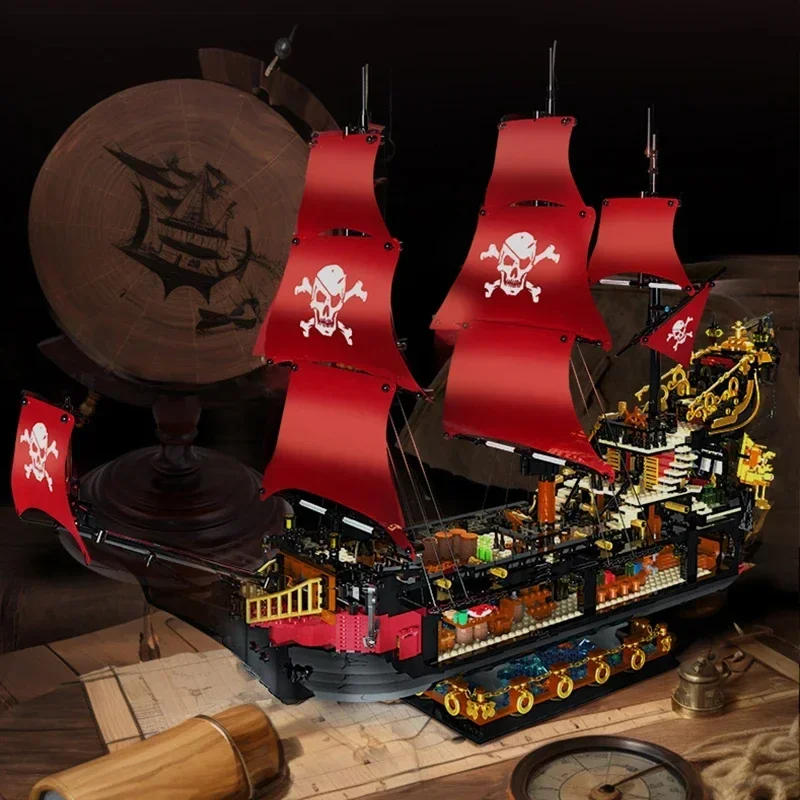 3399PCS Phantom Queen Pirate Ship Building Blocks Classic Sailboat Model Bricks With Light Mini Doll Kids DIY Toy Holiday Gift 3399PCS Phantom Queen Pirate Ship Building Blocks Classic Sailboat Model Bricks With Light Mini Doll Kids DIY Toy Holiday Gift