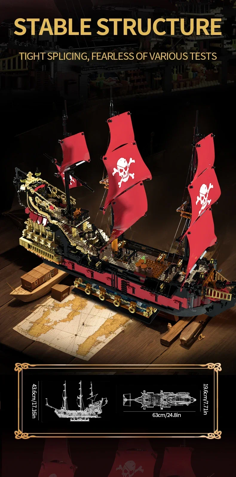 3399PCS Phantom Queen Pirate Ship Building Blocks Classic Sailboat Model Bricks With Light Mini Doll Kids DIY Toy Holiday Gift 3399PCS Phantom Queen Pirate Ship Building Blocks Classic Sailboat Model Bricks With Light Mini Doll Kids DIY Toy Holiday Gift