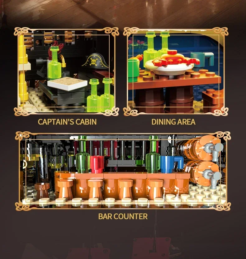 3399PCS Phantom Queen Pirate Ship Building Blocks Classic Sailboat Model Bricks With Light Mini Doll Kids DIY Toy Holiday Gift 3399PCS Phantom Queen Pirate Ship Building Blocks Classic Sailboat Model Bricks With Light Mini Doll Kids DIY Toy Holiday Gift