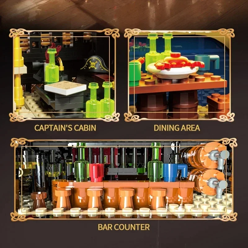 3399PCS Phantom Queen Pirate Ship Building Blocks Classic Sailboat Model Bricks With Light Mini Doll Kids DIY Toy Holiday Gift 3399PCS Phantom Queen Pirate Ship Building Blocks Classic Sailboat Model Bricks With Light Mini Doll Kids DIY Toy Holiday Gift