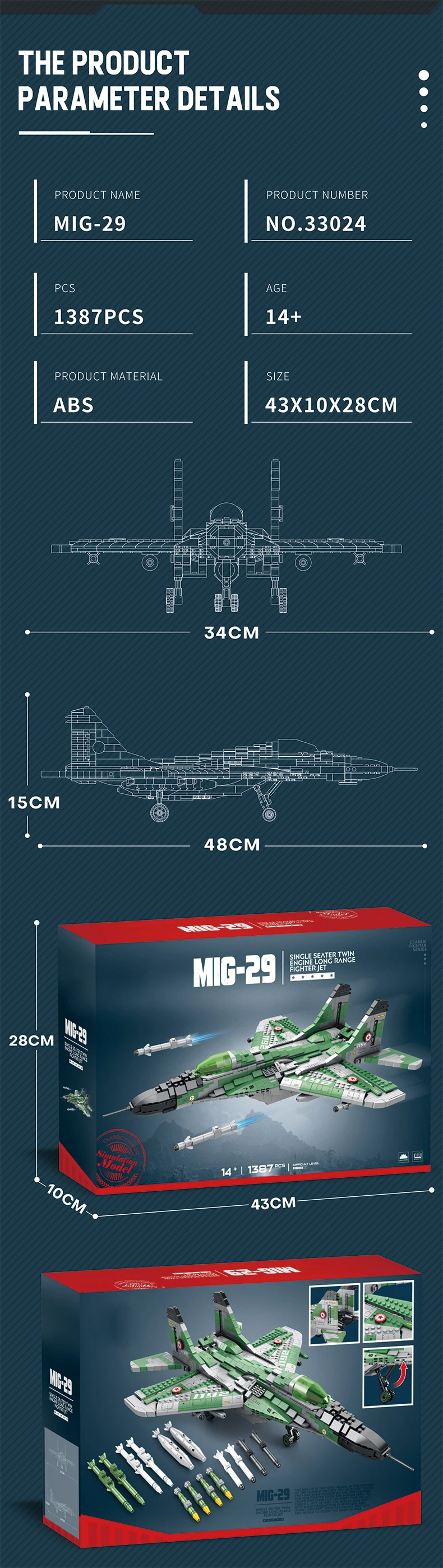 MIG-29 Fighter Jet Building Block Set, Military Aircraft Building Kit for Adults, Kids 14+, 1837 Pcs, Educational Toy Great Gift MIG-29 Fighter Jet Building Block Set, Military Aircraft Building Kit for Adults, Kids 14+, 1837 Pcs, Educational Toy Great Gift