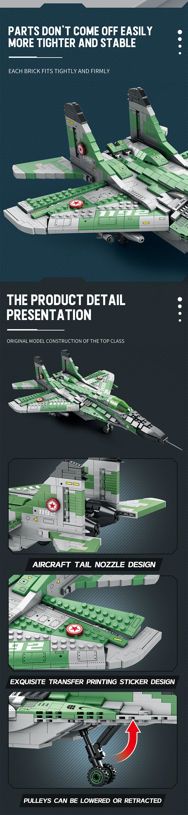 MIG-29 Fighter Jet Building Block Set, Military Aircraft Building Kit for Adults, Kids 14+, 1837 Pcs, Educational Toy Great Gift MIG-29 Fighter Jet Building Block Set, Military Aircraft Building Kit for Adults, Kids 14+, 1837 Pcs, Educational Toy Great Gift