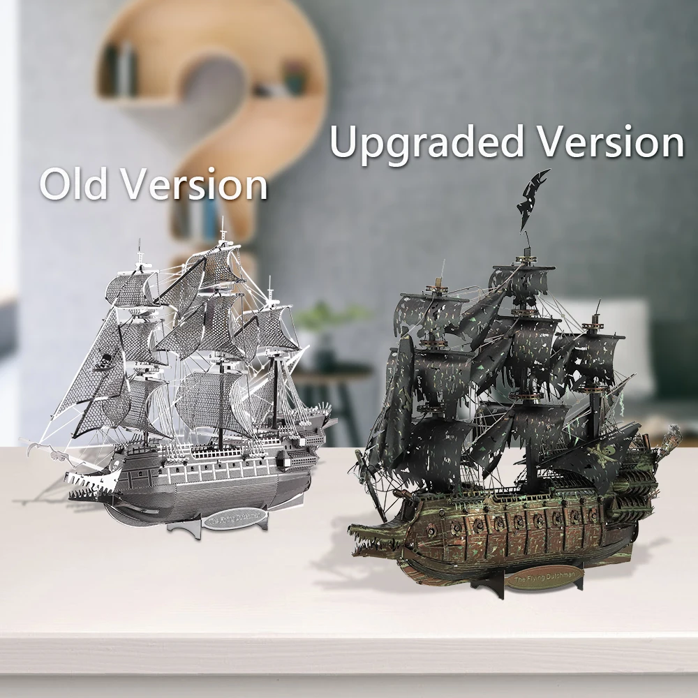 Piececool 3D Metal Puzzle The Flying Dutchman Model Building Blocks Pirate Ship Jigsaw for Teens Brain Teaser DIY Toys