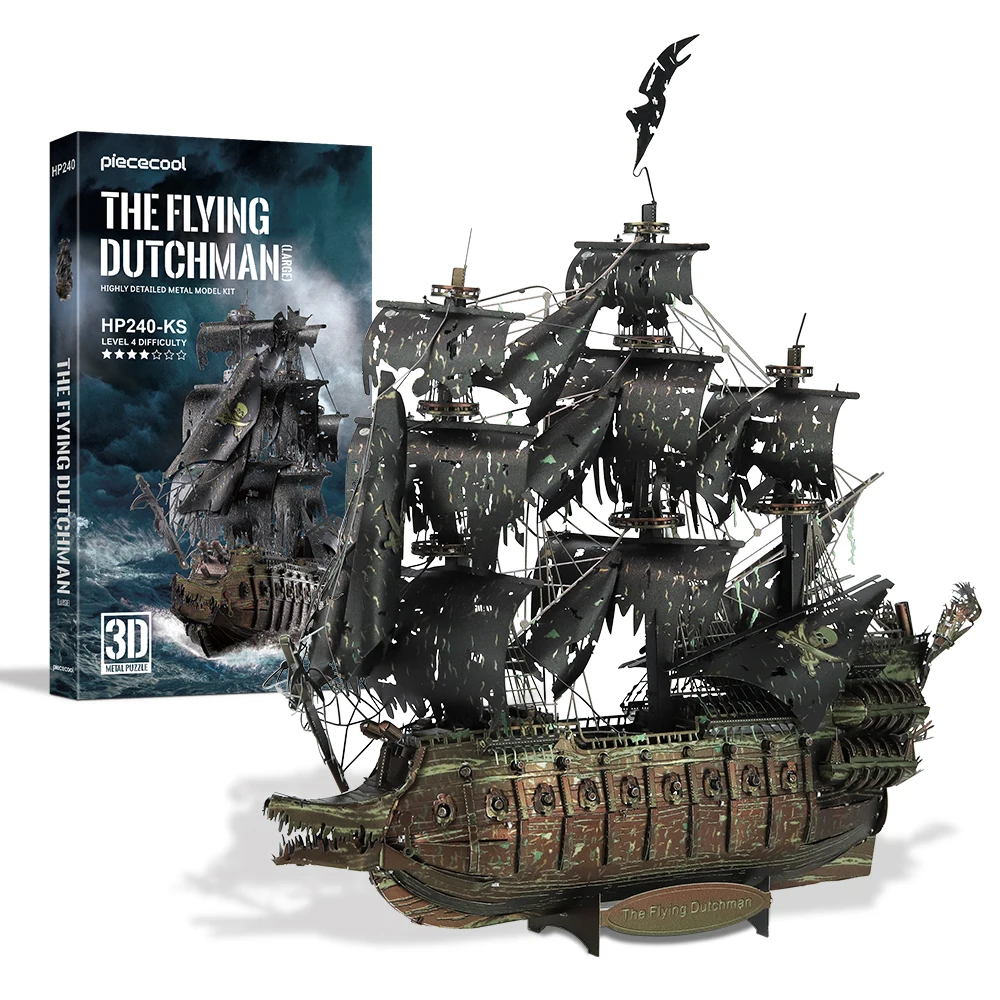 Piececool 3D Metal Puzzle The Flying Dutchman Model Building Blocks Pirate Ship Jigsaw for Teens Brain Teaser DIY Toys