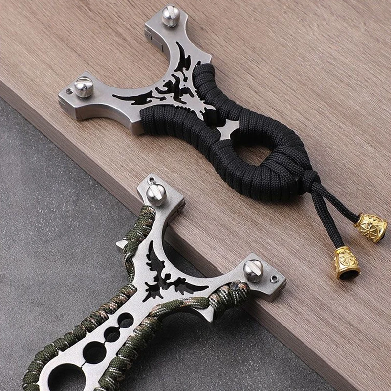 Laser Stainless Steel Slingshot 8020 Metal Flat Rubber Band High-precision Slingsshot Outdoor Fast Pressure Shooting Acessories