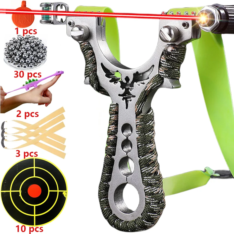 Laser Stainless Steel Slingshot 8020 Metal Flat Rubber Band High-precision Slingsshot Outdoor Fast Pressure Shooting Acessories