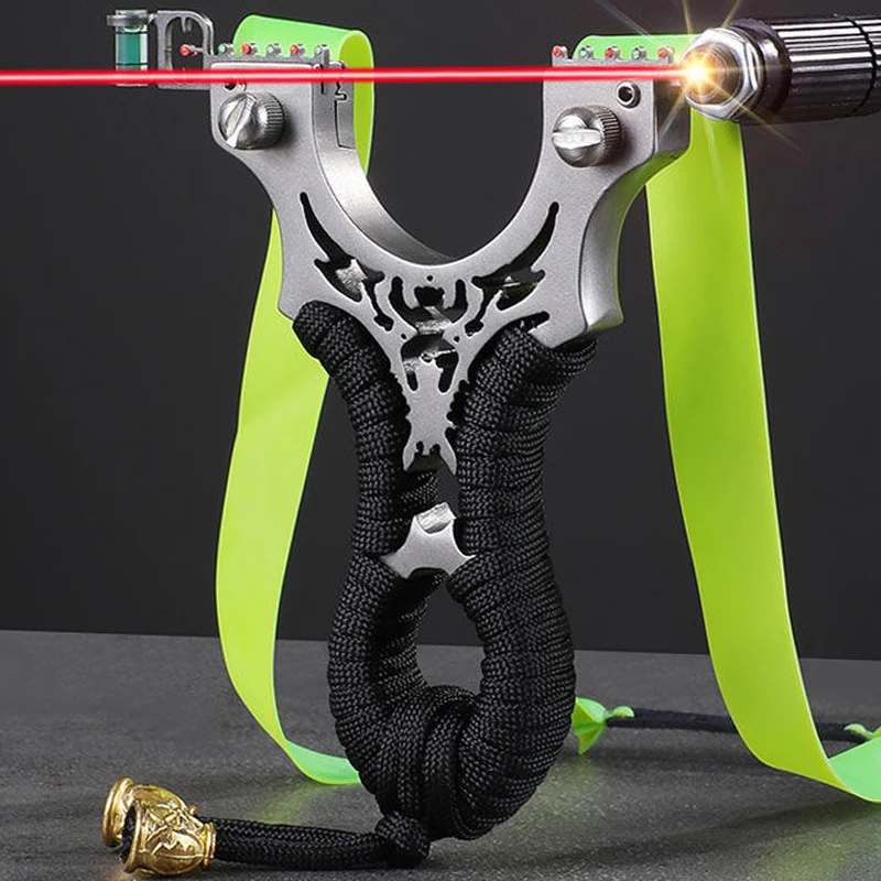 Laser Stainless Steel Slingshot 8020 Metal Flat Rubber Band High-precision Slingsshot Outdoor Fast Pressure Shooting Acessories