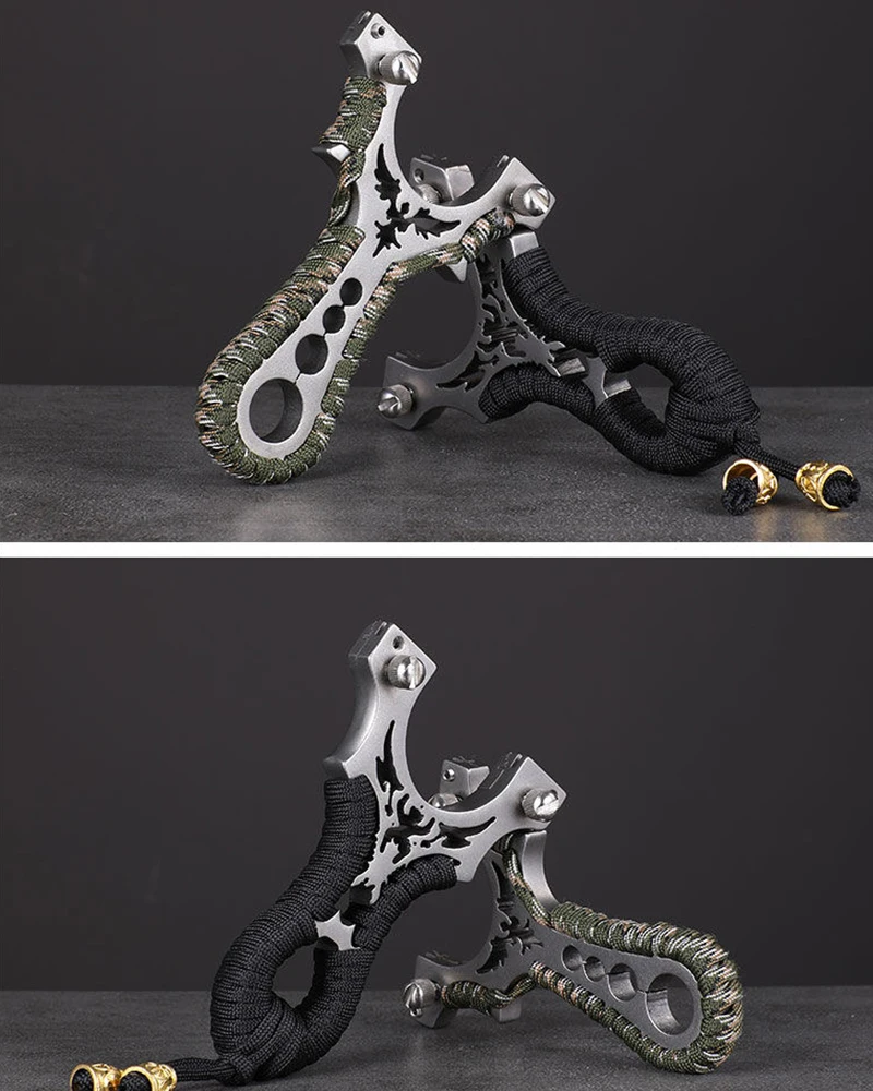 Laser Stainless Steel Slingshot 8020 Metal Flat Rubber Band High-precision Slingsshot Outdoor Fast Pressure Shooting Acessories